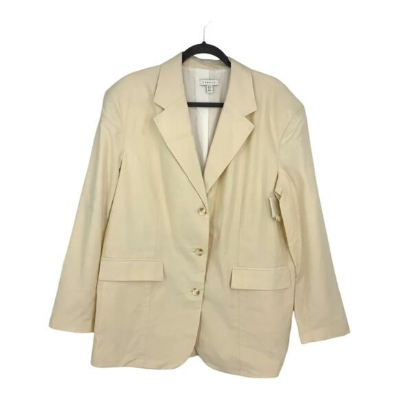 TopShop Linen Blend Single Breasted Blazer Oatmeal Size 12 NWOT $109 MSRP - Picture 3 of 7
